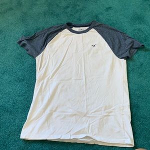 White Hollister t shirt with colored sleeves